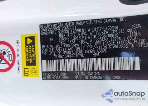 2012 Lexus Rx 350 from USA, damaged, VIN 2T2BK1BA6CC140767